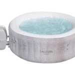 Bestway SaluSpa Cancun AirJet 2 to 4 Person Inflatable Hot Tub, 71 x 26 Inch Round Portable Outdoor Spa with 120 Soothing Jets and Cover, Gray